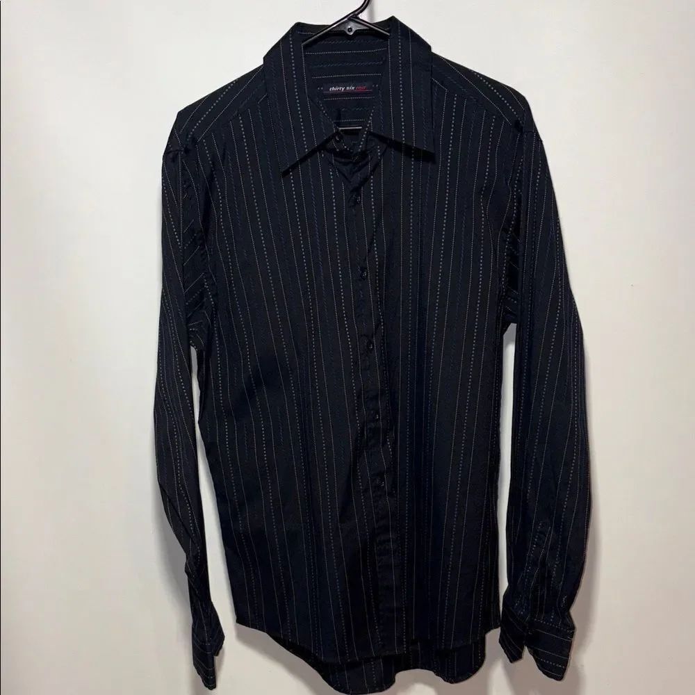 Dark Blue Pinstripe Dress Shirt